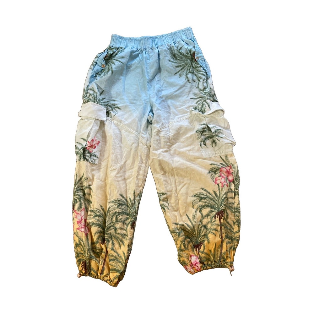 Agua Bendita Ventura Oriana Cargo Trousers Sz L Linen Blend Pant Beach Tropical